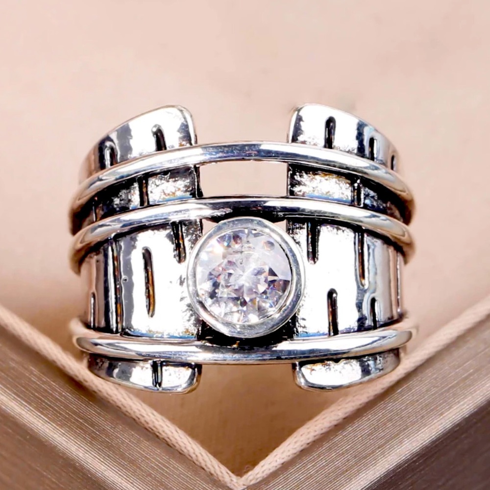 Vintage Antique Silver Sapphire Statement Ring